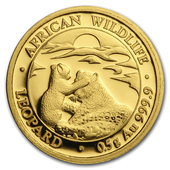 2019 Somalia 1/2 gram Gold African Wildlife Leopard BU 2019 Somalia 1/2 gram Gold African Wildlife Leopard BU